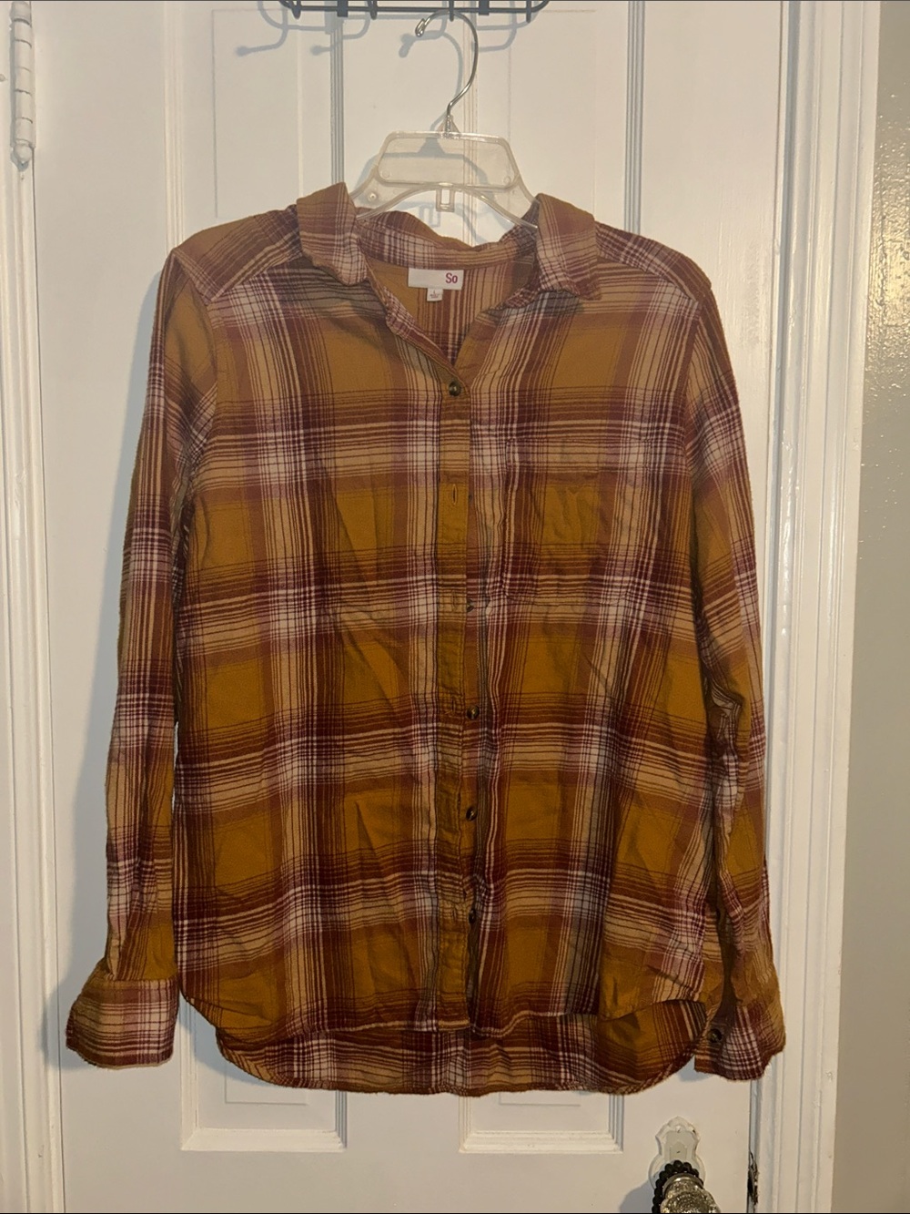 SO Mustard Plaid Button-Down Shirt